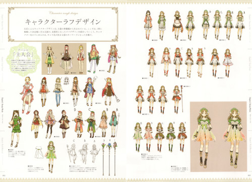 「アーシャのアトリエ 公式ビジュアルブック」のアーシャのキャラクターラフデザインページ