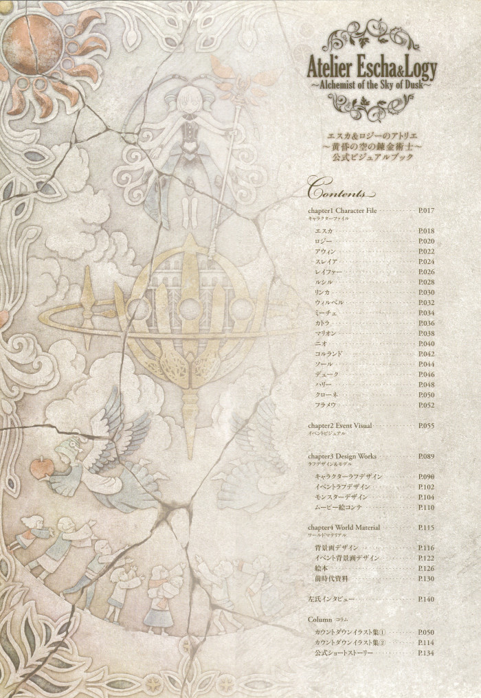 「エスカ&ロジーのアトリエ 公式ビジュアルブック」の目次ページ