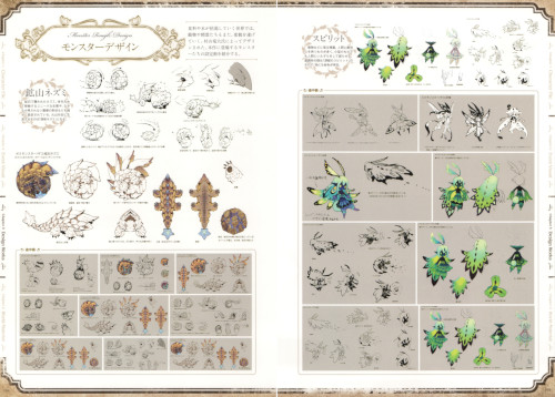 「エスカ&ロジーのアトリエ 公式ビジュアルブック」のモンスターデザインの冒頭2ページ